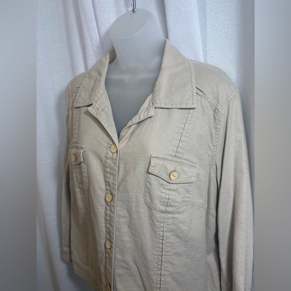 Sigrid Olsen Linen Chore Jacket Size 14 0350 - Picture 4 of 10